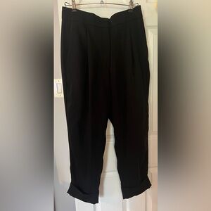 COS Black Pleated Tapered Trousers